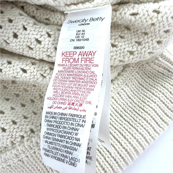 Sweaty Betty Women's Lily White Tides High Open Weave Jumper Size 12 - Picture 6 of 8